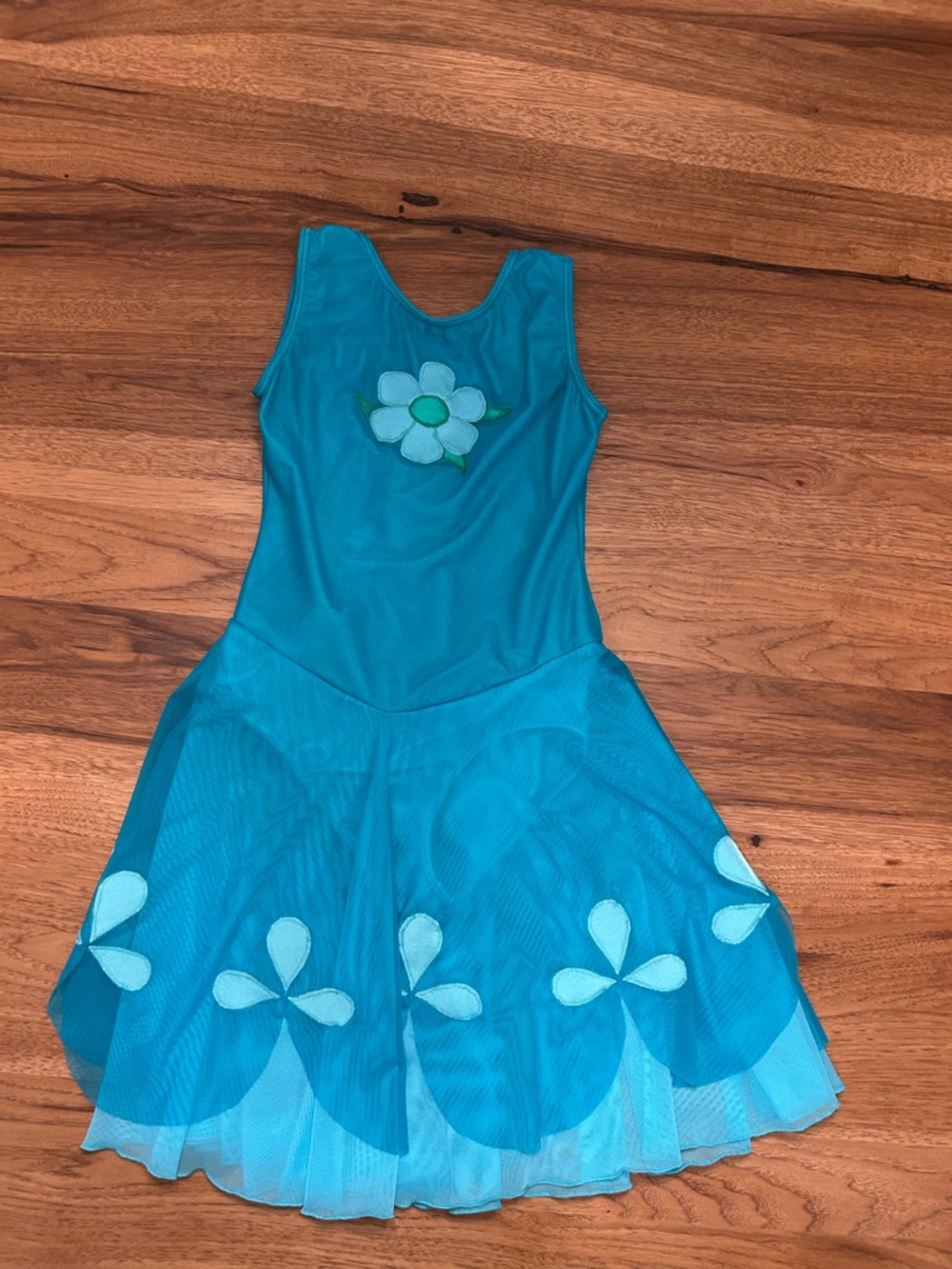 Blue Floral Trolls Kids Skating or Drawing ance Dress